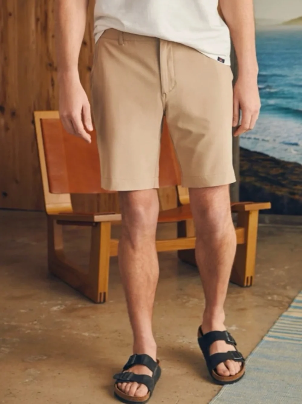 Faherty All Day™ Shorts 9” Khaki Tan Flat Front Stretch Men’s Size 33